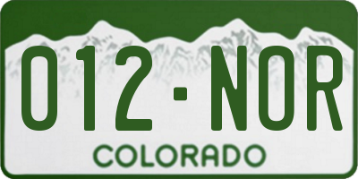 CO license plate 012NOR