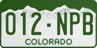 CO license plate 012NPB