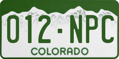 CO license plate 012NPC