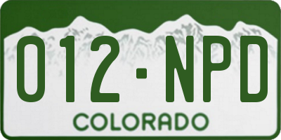 CO license plate 012NPD
