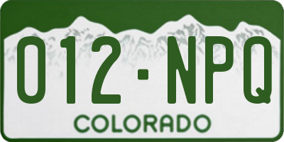CO license plate 012NPQ