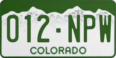 CO license plate 012NPW
