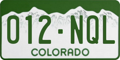 CO license plate 012NQL