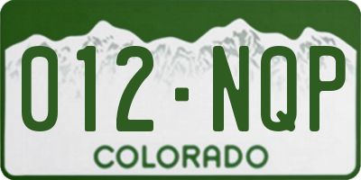 CO license plate 012NQP