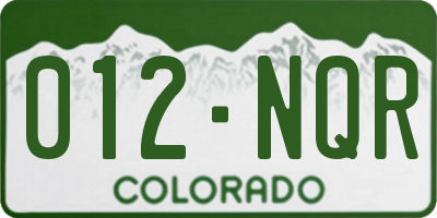 CO license plate 012NQR