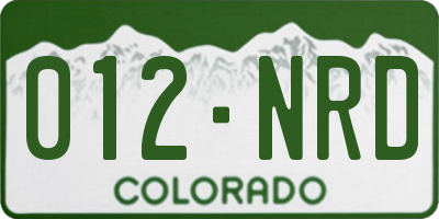 CO license plate 012NRD