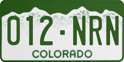 CO license plate 012NRN