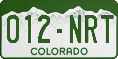 CO license plate 012NRT