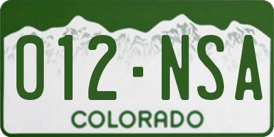 CO license plate 012NSA