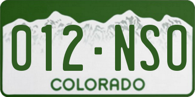 CO license plate 012NSO