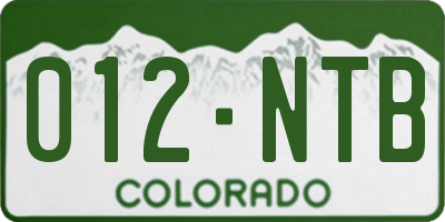 CO license plate 012NTB