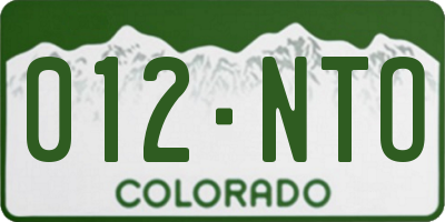 CO license plate 012NTO