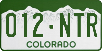 CO license plate 012NTR