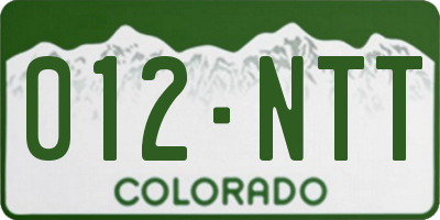 CO license plate 012NTT