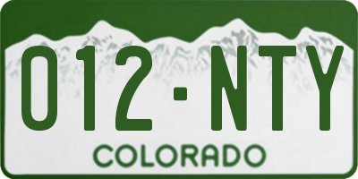 CO license plate 012NTY