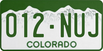 CO license plate 012NUJ