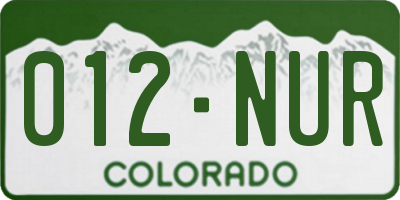 CO license plate 012NUR