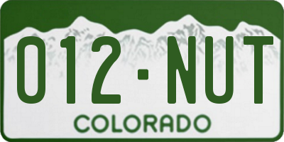 CO license plate 012NUT