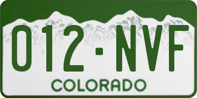 CO license plate 012NVF