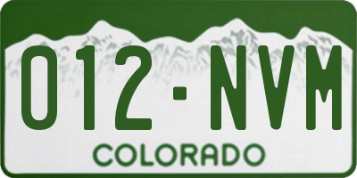 CO license plate 012NVM