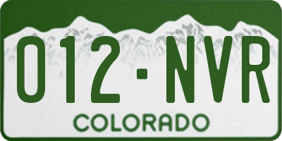 CO license plate 012NVR
