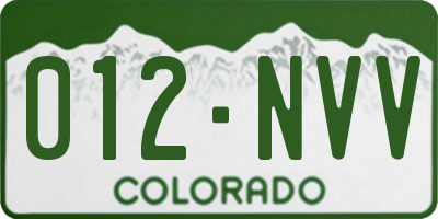 CO license plate 012NVV
