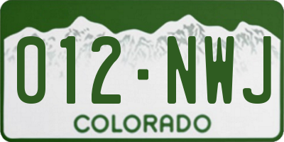 CO license plate 012NWJ