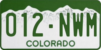 CO license plate 012NWM
