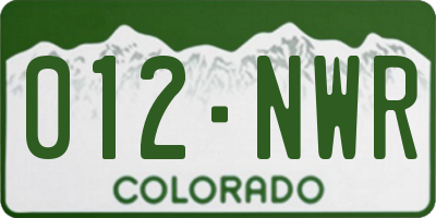 CO license plate 012NWR
