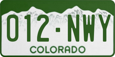 CO license plate 012NWY
