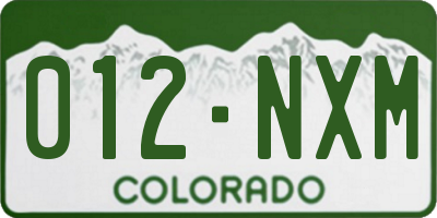 CO license plate 012NXM
