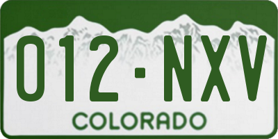 CO license plate 012NXV
