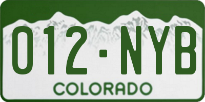 CO license plate 012NYB