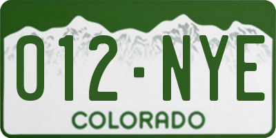 CO license plate 012NYE