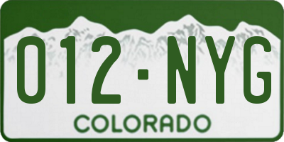 CO license plate 012NYG