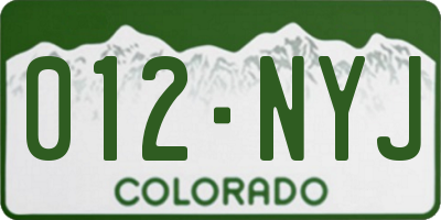 CO license plate 012NYJ