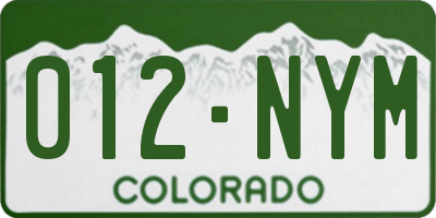 CO license plate 012NYM
