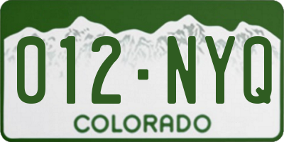 CO license plate 012NYQ