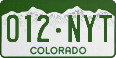 CO license plate 012NYT