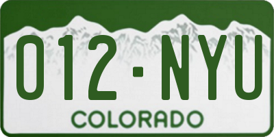 CO license plate 012NYU