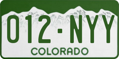 CO license plate 012NYY