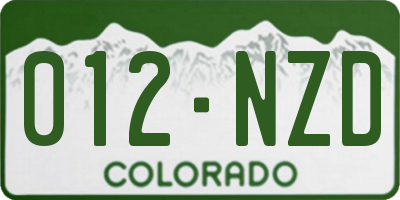 CO license plate 012NZD