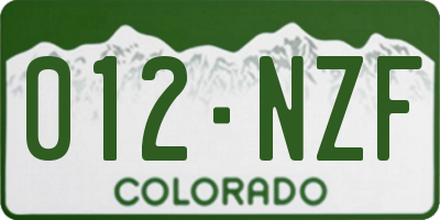 CO license plate 012NZF