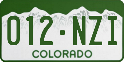 CO license plate 012NZI