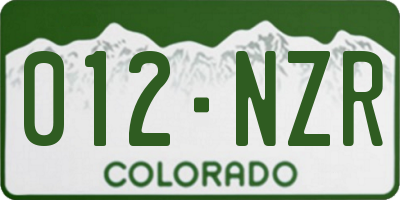 CO license plate 012NZR