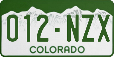 CO license plate 012NZX