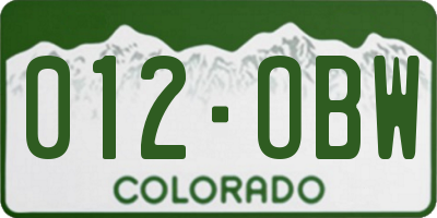 CO license plate 012OBW