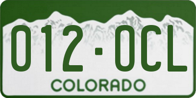 CO license plate 012OCL