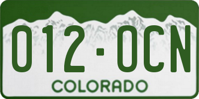 CO license plate 012OCN