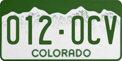 CO license plate 012OCV